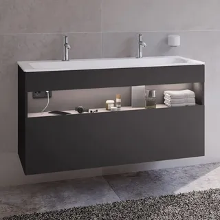 Keuco Stageline Waschtischunterbau 120 x 62,5 cm, mit Steckdose und Beleuchtung, CH Version, Badmöbel,