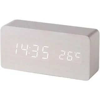 (weiß) Digitaler Wecker Aus Holz Mit Led-soundsteuerung, Dualer Usb-batteriestromversorgung, Geräuschloser Holzwecker Mit Led, Wohndekoration