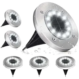 Set Mit 6 Solar-außenleuchten Mit 12 Leds, 6000 K, Kaltweiß, Ip65 Wasserdicht, Led-einbaustrahler Für Den Außenbereich, Garten, Terrasse, Rasen, Hof.