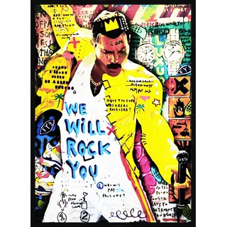 Dekoratives Poster für die Wand, große Rockstars, Musik, We Will Rock You Pop-Art, Kunstdruck auf beschichtetem Papier, 40 x 30 cm, ohne Rahmen
