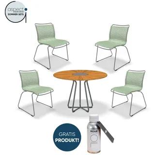 Houe Set mit CIRCLE Dining Table Ø110 und 4 x CLICK Dining Chair ohne Armlehnen Dusty green
