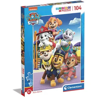 CLEMENTONI Paw Patrol 104 Teile Ab 6 Jahren, Buntes Kinderpuzzle Mit Besonderer Leuchtkraft & Farbintensität, Geschicklichkeitsspiel Für Kinder