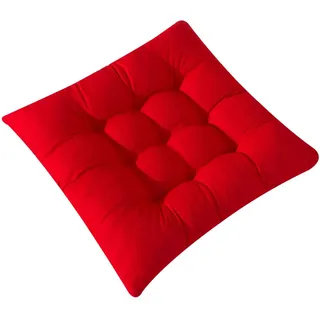 FANSU Stuhlkissen 1 2 4 6er Set, Sitzkissen 45x45cm, Stuhl Kissenauflage mit Schleife, Sitzpolster Weiches Stuhlauflage Atmungsaktiv Sitzauflage Gartenkissen (1 Stück,Rot)