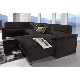 Wohnlandschaft SIT&MORE "Ascara U-Form" Sofas Gr. B/H/T: 312 cm x 85 cm x 204 cm, Lu x us-Microfaser ALTARA NUBUCK, Recamiere rechts, ohne Bettfunktion, schwarz Wohnlandschaften inklusive BoxspringFederkern-Polsterung, wahlweise mit Bettfunktion