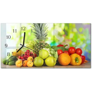 WANDUHR aus Glas 60x30 cm - Obst und Gemüse