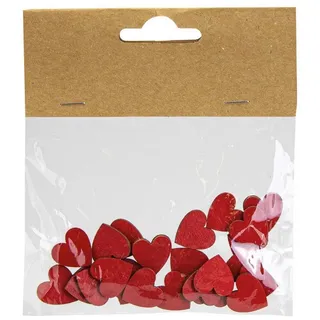 Riffelmacher & Weinberger Holz Streudeko Herzen Rot 24 Stck. - Ø 1,5 cm | 08268 - Hochzeit Tischdekoration