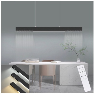 ZMH LED Pendelleuchte Esstisch Hängelampe Dimmbar - Modern mit Fernbedienung, LED fest integriert, Tageslichtweiß, weiß, 53W, dimmbar, Lang Linear schwarz|weiß