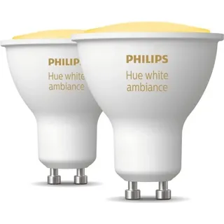 Philips Hue White ambience Doppelpack GU10, Intelligentes Leuchtmittel, Bluetooth/Zigbee, Weiß, LED, GU10, GU10