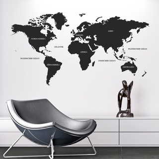 DESIGNSCAPE® Wandtattoo Weltkarte | Farbe: dunkelgrau | Größe: klein (120 x 64 cm)