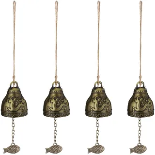 Relaxdays Windspiel Glocken 4er Set Feng Shui  - Gold
