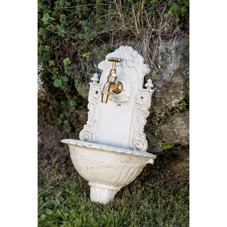 Aubaho Dekoobjekt Waschbecken Wandbrunnen Garten Eisen Nostalgie antik Stil Brunnen weis