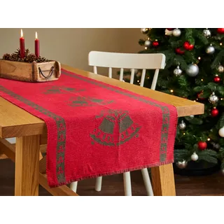Baumwoll-Tischläufer in Jacquard rot von DW-Shop, Rot