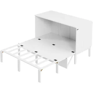 Okwish Schrankbett, Weiß, Holz, 140x200 cm, Schlafzimmer, Betten, Klappbetten