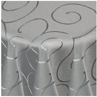 DecoHomeTextil Heimtextilmanufaktur Tischdecke Kringel Circle Tafeldecke Ornamente Damast Tischdecke grau Oval 130 x 260 cm