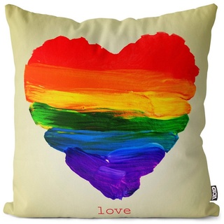 Kissenbezug, VOID (1 Stück), Regenbogen Herz Pride Farben Liebe Heart Gay pride flag parade club L bunt 50 cm x 50 cm