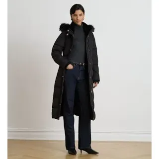 Lauren Ralph Lauren für Damen. 297P23454002 Daunenmantel mit schwarzem Kunstfellbesatz (XS), Lässig, Klassisch, Polyester