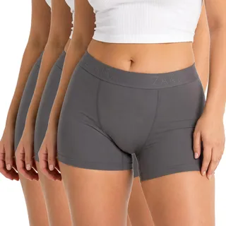 ZAKIRA Damen Tencel Boxershorts, weich, atmungsaktiv, Stretch, Boyshorts, Unterwäsche, Anti-Scheuern, langes Bein, 3er-Pack - M