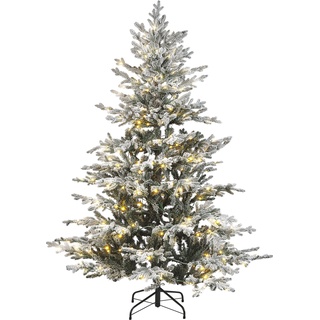 Beliani, Weihnachtsbaum, Künstlicher Weihnachtsbaum mit LED Beleuchtung schneebedeckt 180 cm weiß BRISCO (180 cm)
