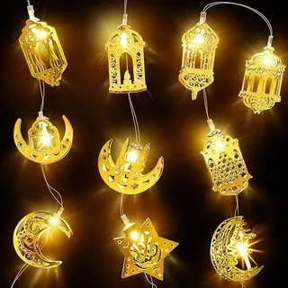 Wasserdichte LED-Ramadan-Lichterkette, 1,65 m, goldfarben