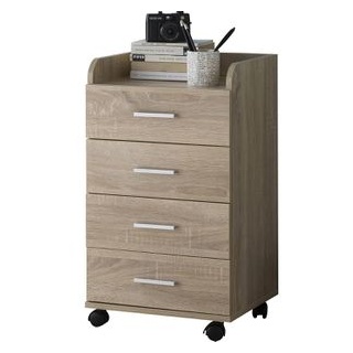 Wohnling Rollcontainer WL5.749, Holz, sonoma eiche, mit 4 Schüben und Ablage