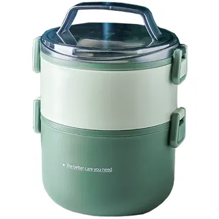 Coonoor Thermobehälter Müslibecher to go, Auslaufsicherer Lunchbox, Essensbehälter, Vielseitiger Müsli to go Becher für Schule,Arbeit,Picknick,Reise grün 1600 ml