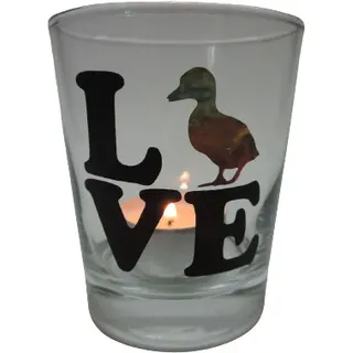 Teelicht Glas Windlicht print "Love Küken" anthrazit/bunt Ostern Handmade Deko