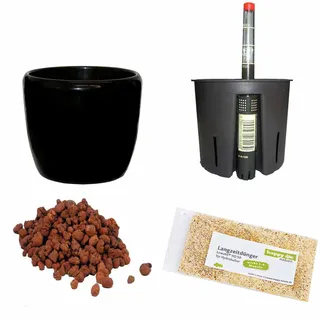 Hydrokultur Sets Happy-Nature Set5 Blumentopf Venus schwarz 09/07 Ø 11.5cm H 08cm+KT+WA+BT+HD50