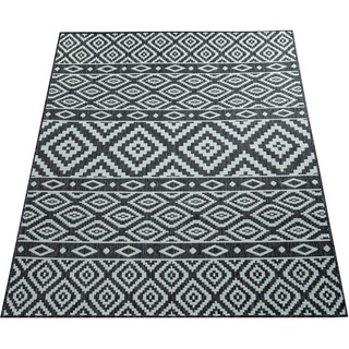 Teppich PACO HOME "Coco 201" Teppiche Gr. B/L: 160 cm x 220 cm, 4 mm, 1 St., schwarz Esszimmerteppiche Flachgewebe, Rauten Design, In- und Outdoor geeignet, Wohnzimmer