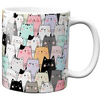 Hustling Sharks® Tasse mit Spruch - Süße Katzen - Geschenk Kaffeetasse - 330ml Spülmaschinenfest, Keramik - Katze, Katzen Tasse, bunt, Geschenke