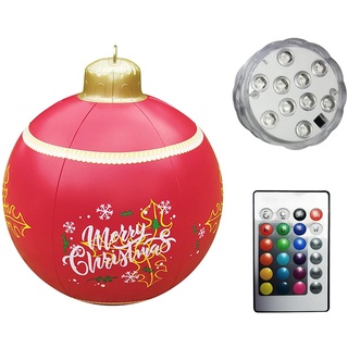 60cm Groß LED Weihnachtsbeleuchtung Weihnachtskugel Deko, Aufblasbar Kugeln Weihnachtsdeko Weihnachten Ball, Wasserdicht Weihnachtskugeln Ornamente mit Fernbedienung für Party Deko 16Farben (05)