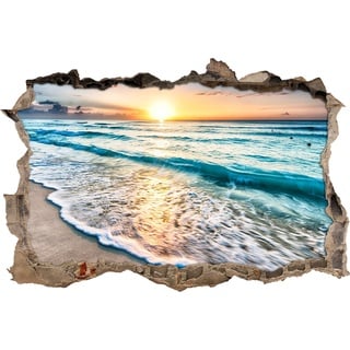 Pixxprint 3D_WD_S2534_62x42 wundervoller Sonnenuntergang am Meer Wanddurchbruch 3D Wandtattoo, Vinyl, bunt, 62 x 42 x 0,02 cm