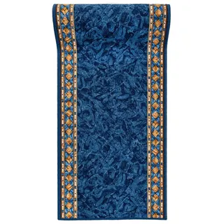 Mazovia Läufer Läufer Teppichläufer Brücke - Vorzimmer Küche - Blau, 100 x 300 cm, Kurzflor, Rutschfest, Meterware, Verschiedene Größen blau 100 x 300 cm