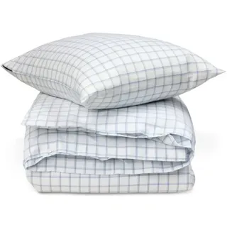 Lexington White/Blue Check Lyocell/Cotton Oxford Bed Set, 135x200/80x80