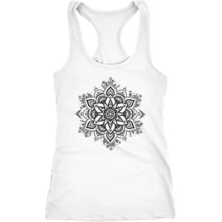 Neverless Damen Tank-Top Mandala Ornament Bohemian Boho Ethno Racerback weiß S - S