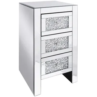Beliani Nachttisch, Silber, Glas, 30x60x30 cm, Schlafzimmer, Nachttische