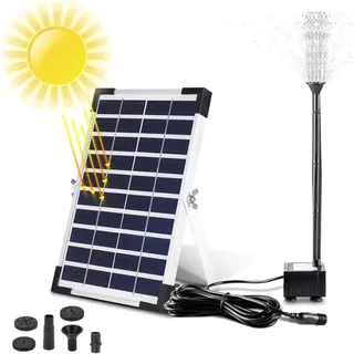 5-w-solar-gartenbrunnen – Durchflussrate 380 L/h – Sprühhöhe 60 Cm – 3 Düsen Für Teiche Und Wasserspiele – Solar-wasserpumpe