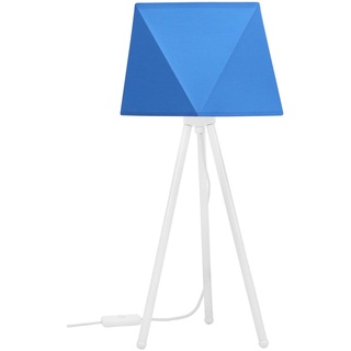Light-Home Lampenschirm Tischlampe Modern - Elegante Nachttischlampe für Schlafzimmer Wohnzimmer - Tischleuchte E27-46x22,5 cm - Weiß und Blau Diamant
