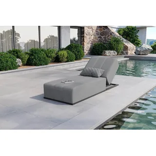 OUTFLEXX Porvoo Gartenliege, hellgrau/anthrazit, Aluminium/Polyester, 215 x 90 cm, verstellbare Rückenlehne, pulverbeschichtet