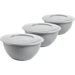 Centi 3er Set, Schüssel mit Deckel 5l, 28cm Durchmesser hellgrau