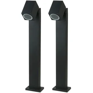 ETC Shop 2x LED Außen Stehlampe Aluminium schwarz 400 lm inkl. Leuchtmittel