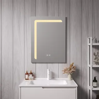 LED-Badspiegel Chambave 45x60 cm Silberfarben