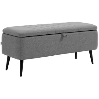 furnicato Sitztruhe Sitzbank mit Stauraum 102x40x44 cm, Polsterbank Leinenoptik (1-St) grau