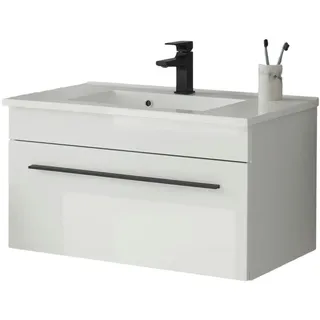 furn.design Waschbeckenunterschrank 80 x 43 cm Weiß Hochglanz