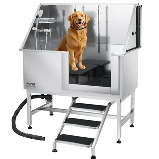 Vevor Hundewaschstation Edelstahl 1270x700x1545mm Silber