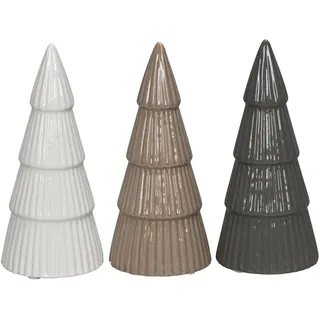 3tlg. Tanne NORDIC weiß braun grau H15,5cm Tannenbaum scandi Weihnachten modern