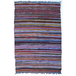 GURU SHOP Leichter Flickenteppich, Flickendecke 100x160 cm, blau-bunt | umweltfreundlich, vielseitig einsetzbar, stabil, griffig, handgefertigtes Unikat, modernes Design
