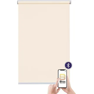 Elektrisches Rollo Akkurollo Upcycling appgesteuert, blickdicht, Sunlines, sunlines, blickdicht, ohne Bohren, verschraubt, appgesteuert via Bluetooth beige 200 cm x 220 cm