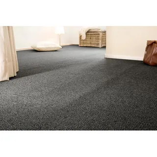 andiamo Teppichboden Brian für Wohnzimmer und Schlafzimmer – Meterware Schlingen-Bodenbelag - 400 x 250 cm, Anthrazit
