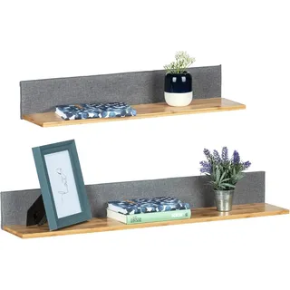 WENKO Schieberegal Wenko Bahari Regale Wandregale Holz Bambus Polyester Braun Grau Set braun|grau