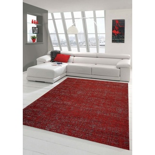Outdoorteppich Teppich Wohnzimmer Teppich Kurzflor Baumwollteppich in rot grau, Teppich-Traum, rechteckig, Höhe: 9 mm grau|lila|rot 80 cm x 150 cm x 9 mm